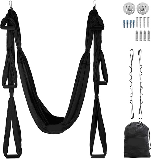 [741112] Σετ Κούνια Yoga Αντιβαρυτική Μαύρη 5x1.5m Με 6 Λαβές | Megafitness