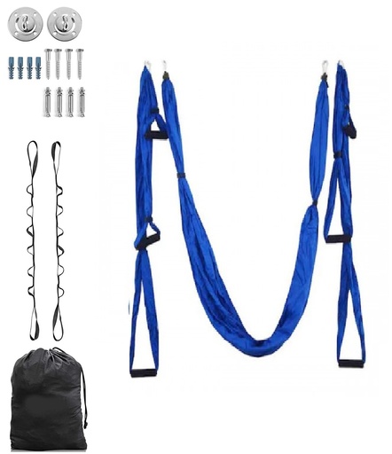 [741115] Σετ Κούνια Αντιβαρυτική Yoga Μπλε 5x1.5m Με 6 Λαβές | Megafitness